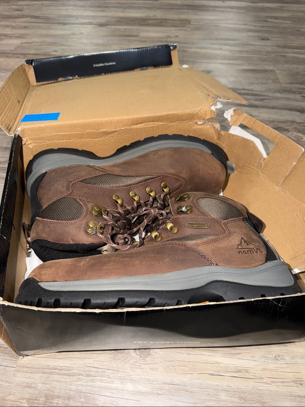 Men's Brown Leather Hiking Boots with Gray Soles